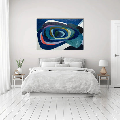 Tableau Déco Scandinave – spirale maritime aux bleus boréaux