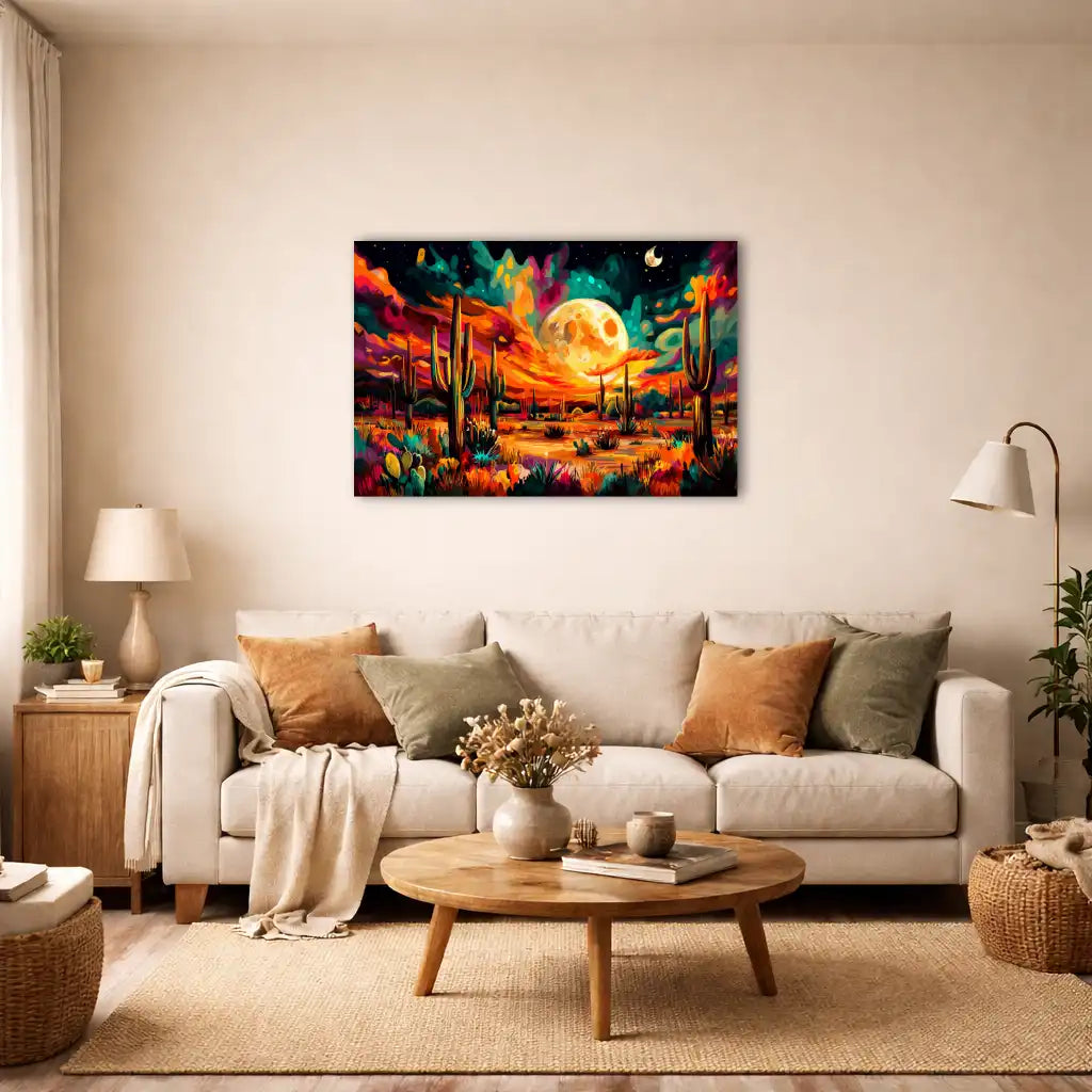 Colorful Desert – Under the Moonlight of a Mexican Night Wall Art