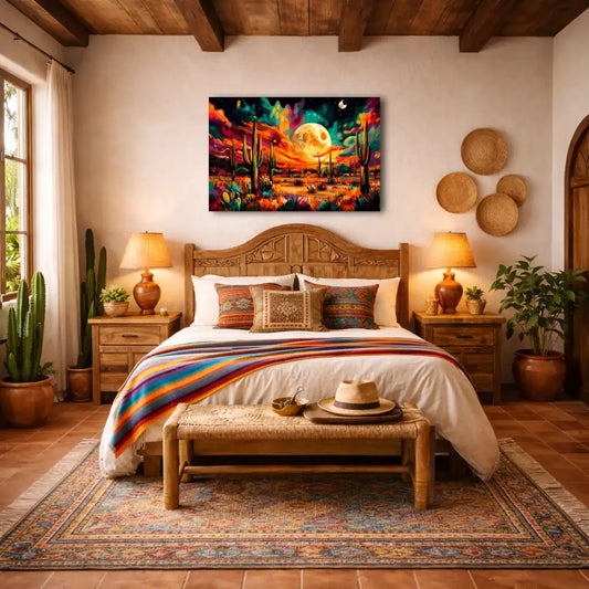 Tableau Désert Coloré - au Clair de Lune d'une Nuit Mexicaine