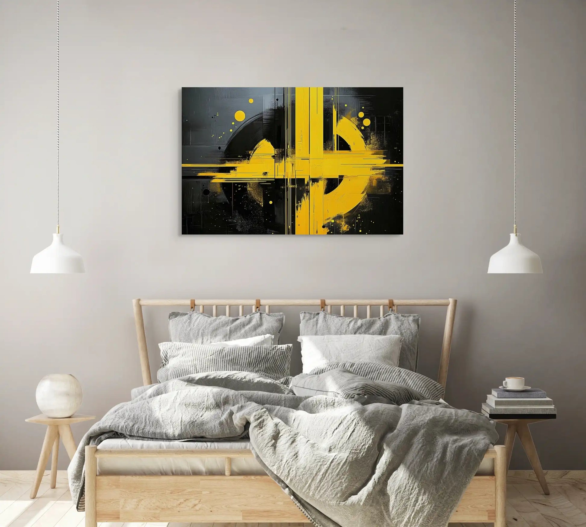 Tableau Design Jaune : Constellation Urbaine Affiches, reproductions et œuvres graphiques Art Virtuoso