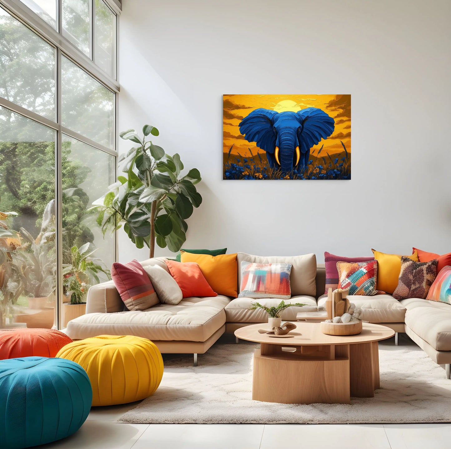 Tableau Éléphant Bleu - Puissance Sauvage Affiches, reproductions et œuvres graphiques Art Virtuoso