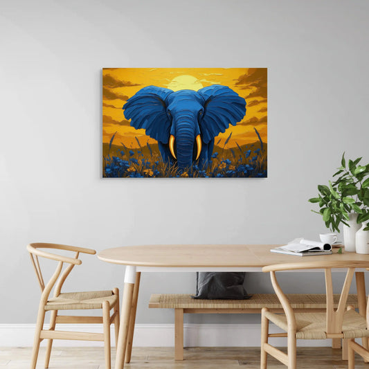 Tableau Éléphant Bleu - Puissance Sauvage Affiches, reproductions et œuvres graphiques Art Virtuoso