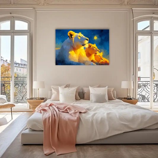 Tableau Famille Lion : Tendresse Sauvage