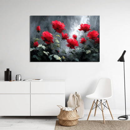 Tableau Fleurs Rouges : Passion Écarlate