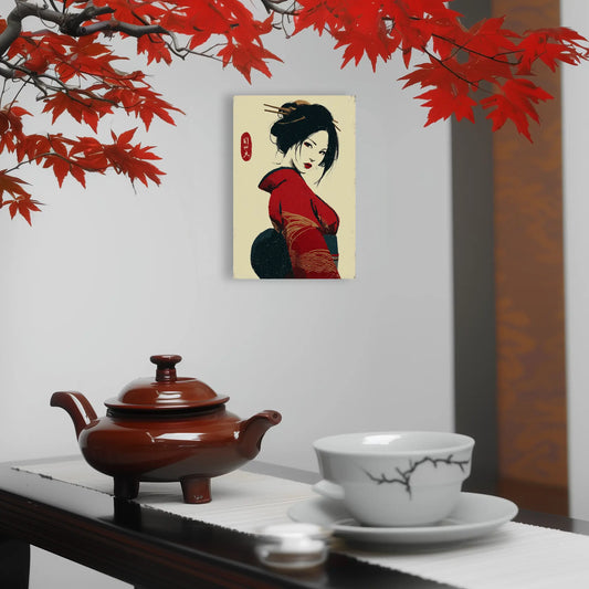 Tableau Japonais Femme – Élégance Écarlate