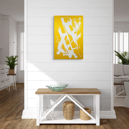 Tableau Jaune et Blanc : Gestuelle Solaire Affiches, reproductions et œuvres graphiques Art Virtuoso