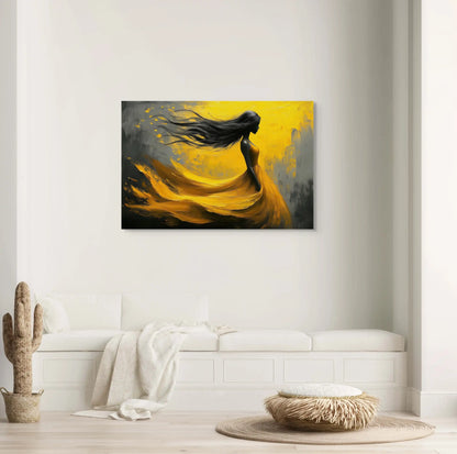 Tableau Jaune Femme : Danse du Crépuscule Affiches, reproductions et œuvres graphiques Art Virtuoso