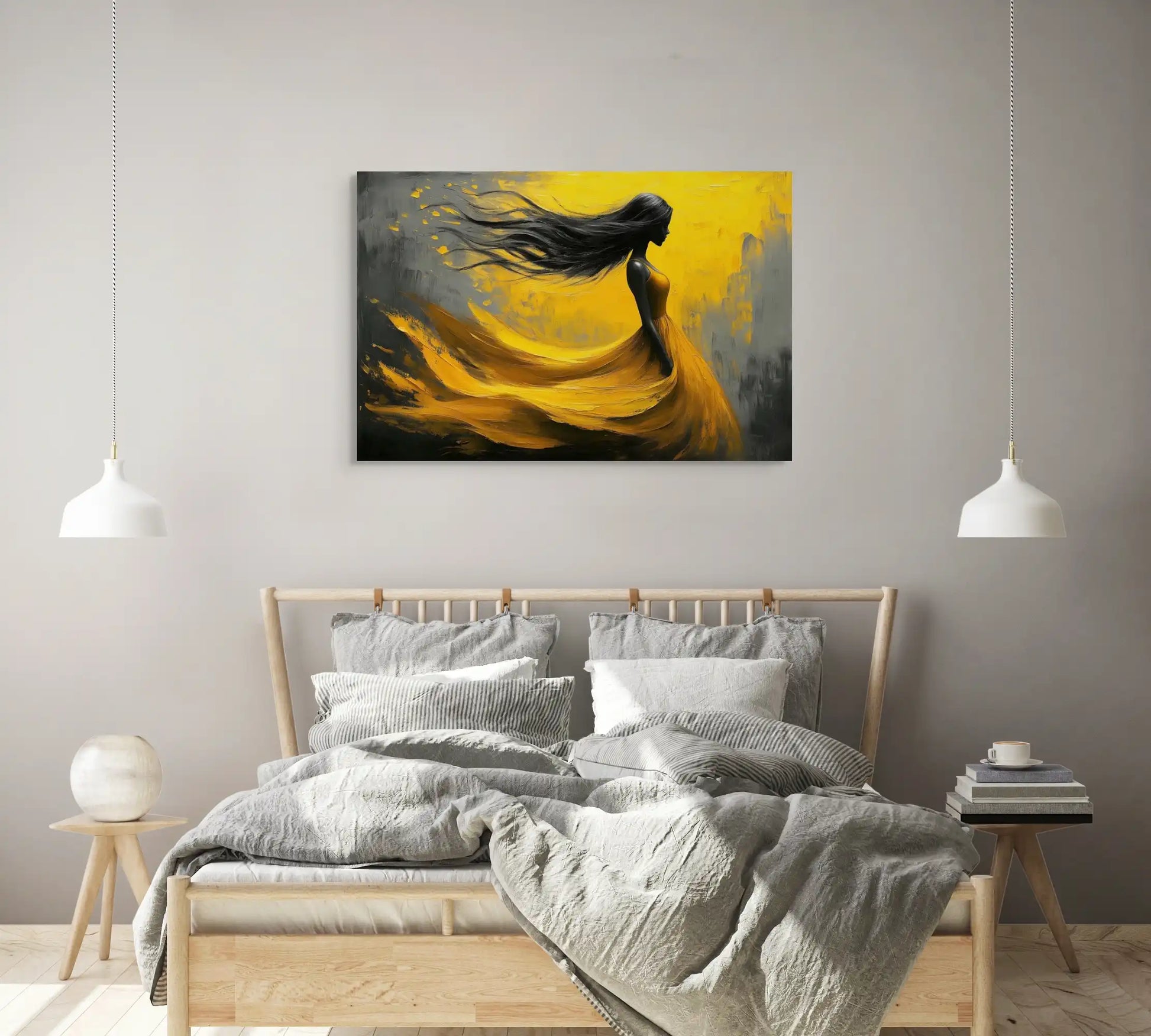 Tableau Jaune Femme : Danse du Crépuscule Affiches, reproductions et œuvres graphiques Art Virtuoso