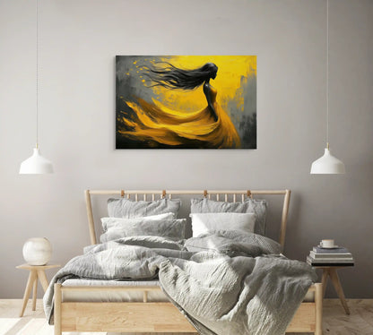 Tableau Jaune Femme : Danse du Crépuscule Affiches, reproductions et œuvres graphiques Art Virtuoso