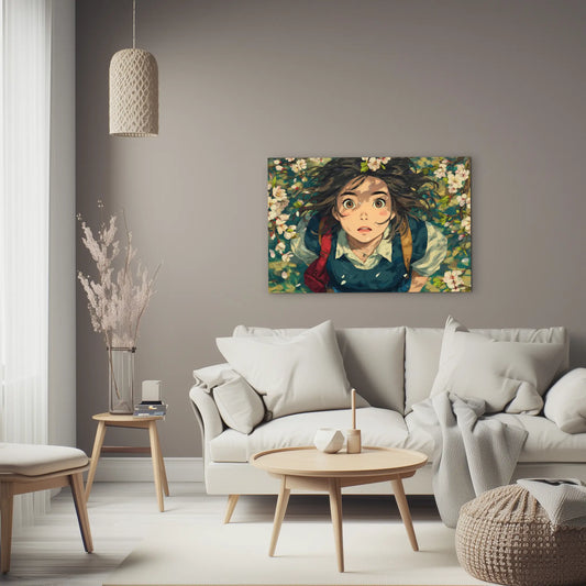 Tableau Manga Fille – Émerveillement sous les Sakura