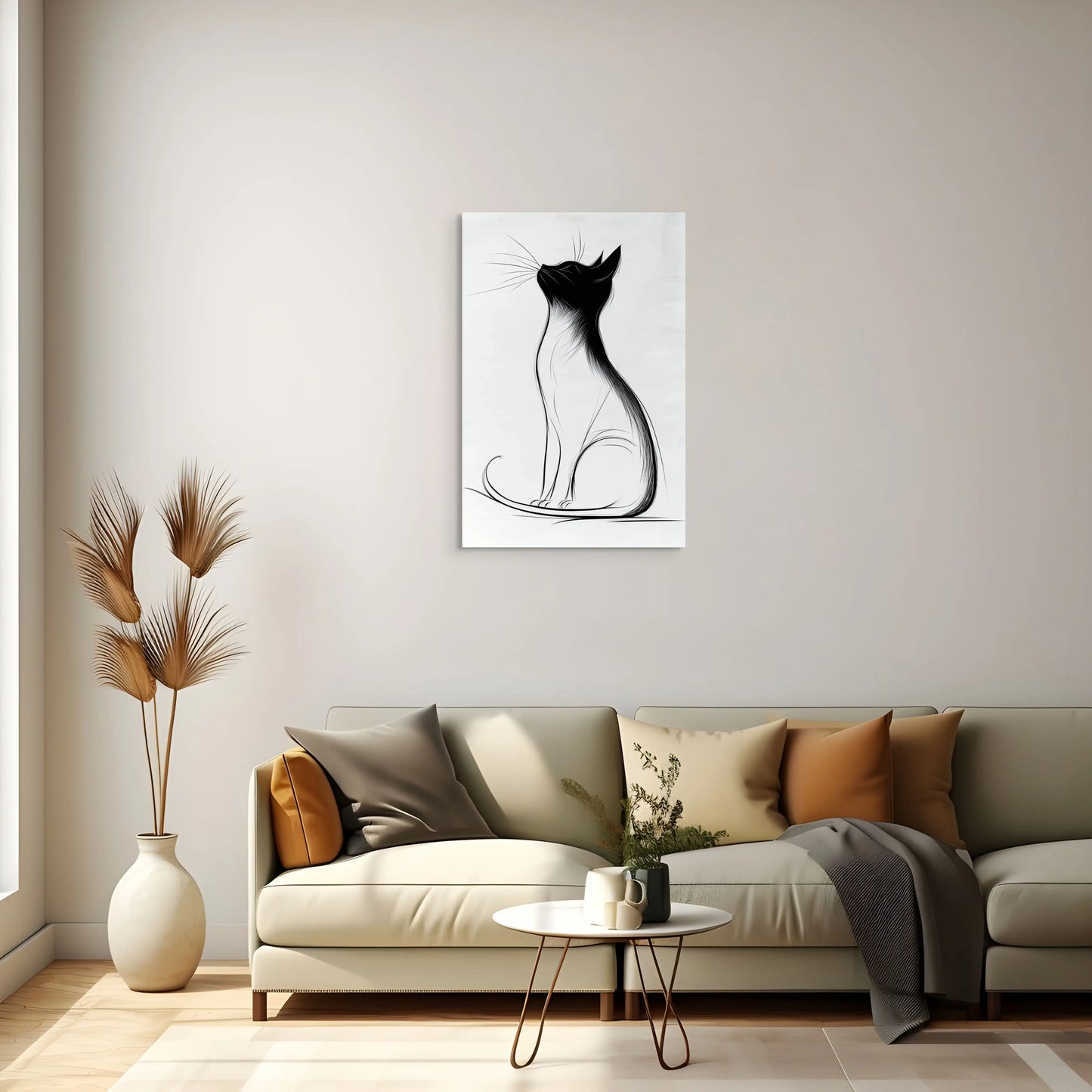 Tableau Minimaliste Chat - Élégance Épurée Affiches, reproductions et œuvres graphiques Art Virtuoso