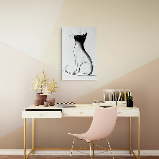 Tableau Minimaliste Chat - Élégance Épurée Affiches, reproductions et œuvres graphiques Art Virtuoso