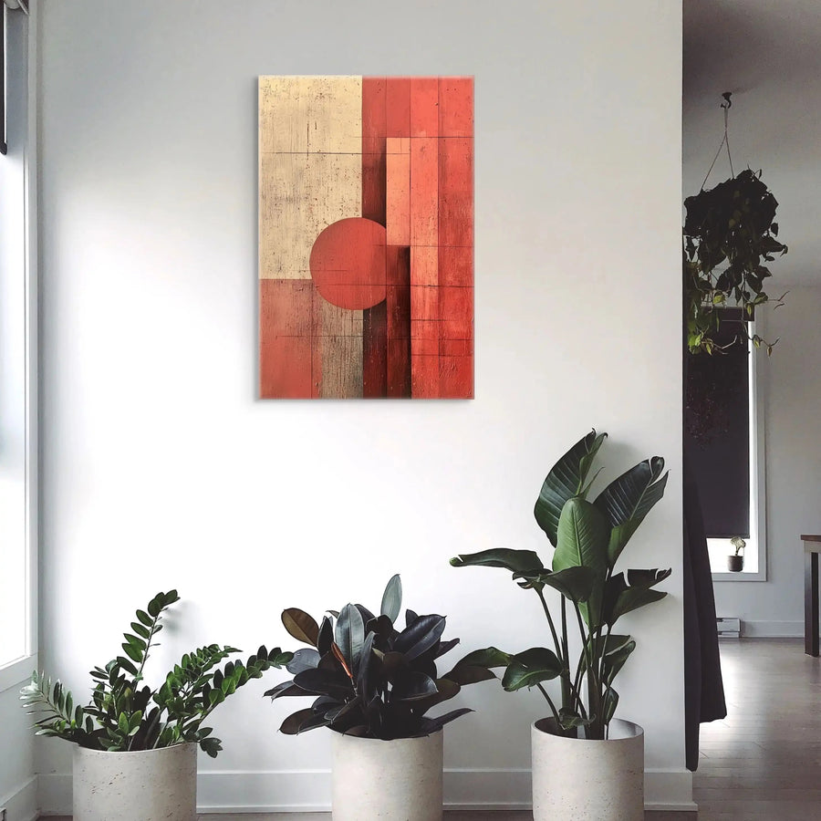 Tableau Moderne Terracotta - Géométrie Solaire