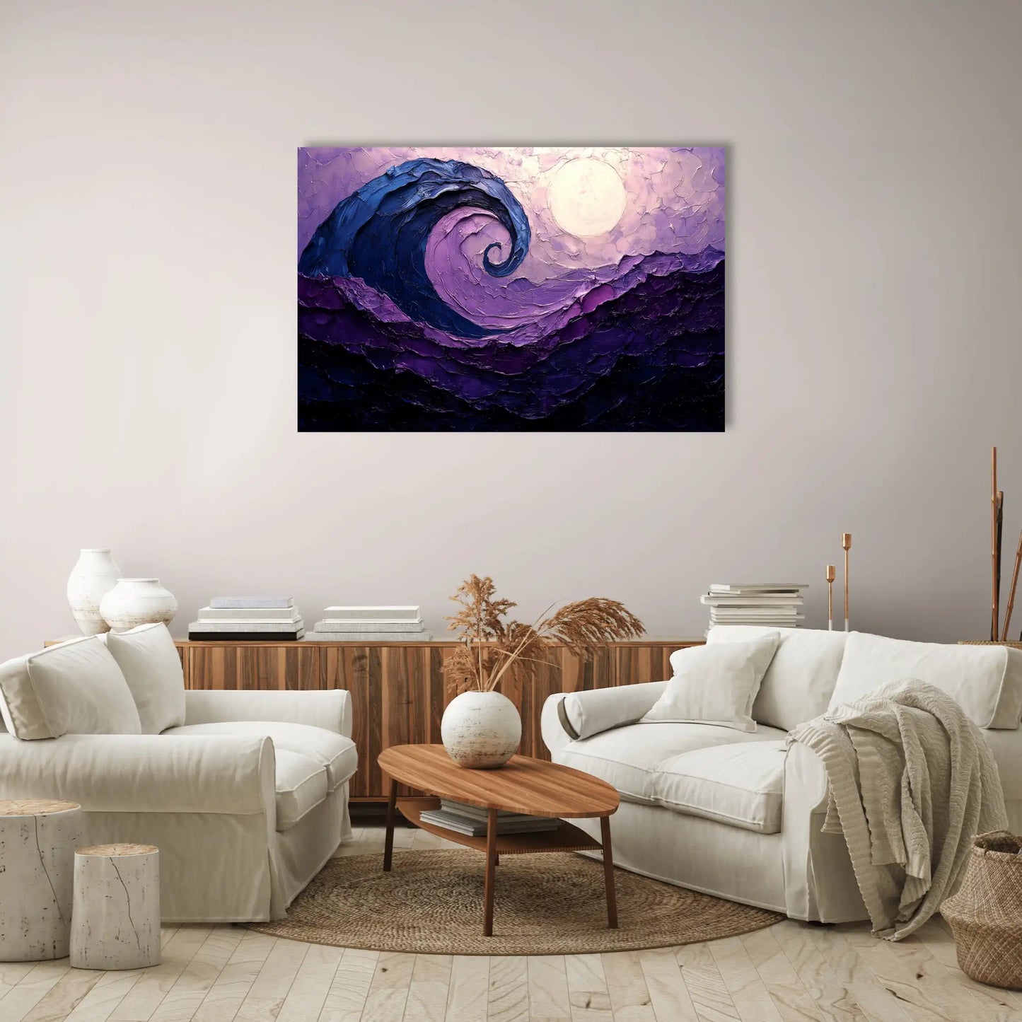 Tableau Murale Déco - Vague Violette au Clair de Lune