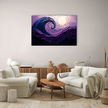 Tableau Murale Déco - Vague Violette au Clair de Lune