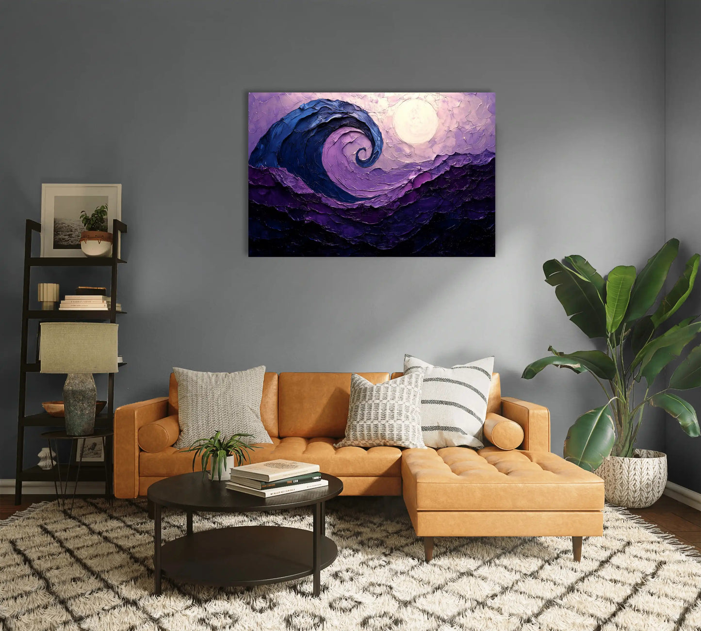 Tableau Murale Déco - Vague Violette au Clair de Lune