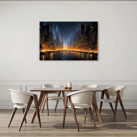 Tableau New York Nuit : Symphonie Lumineuse