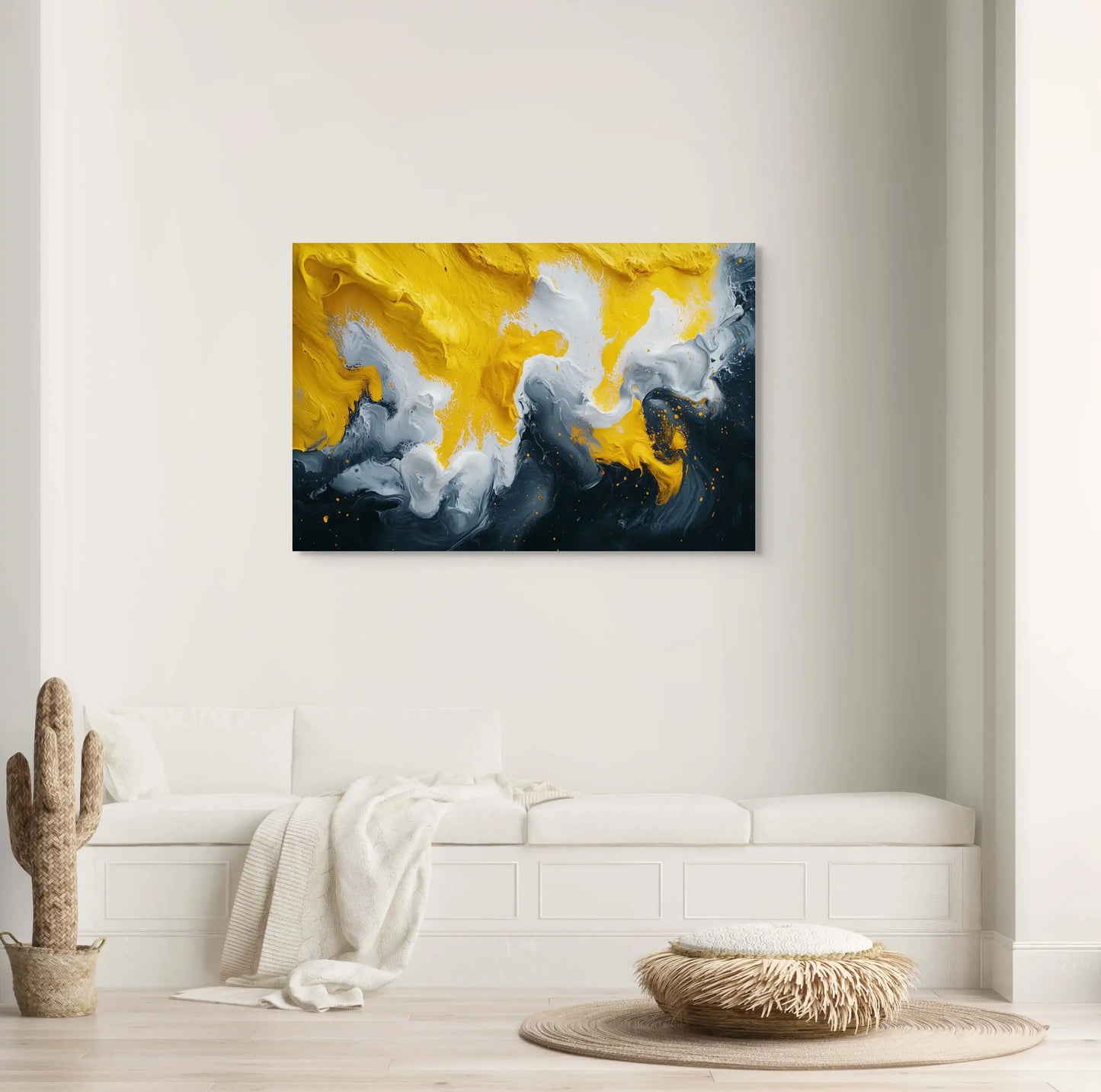 Tableau Noir Blanc Jaune : Tempête Solaire Affiches, reproductions et œuvres graphiques Art Virtuoso