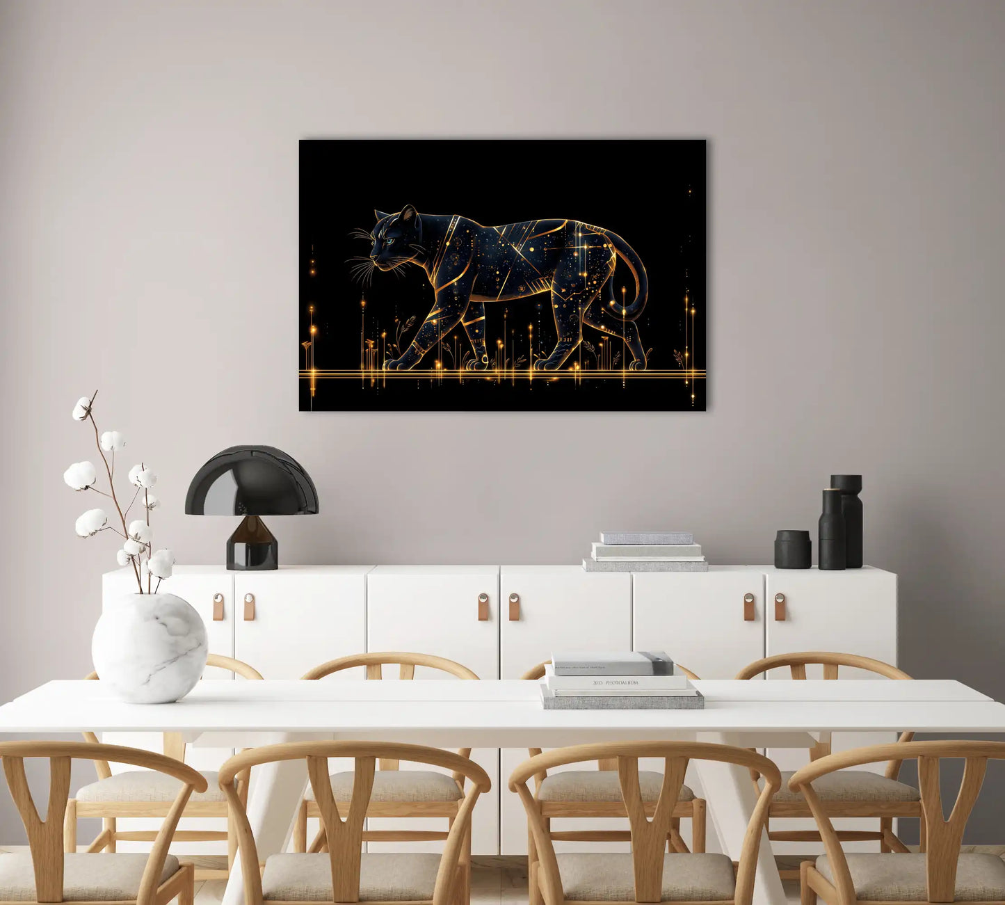 Tableau Panthère Noire : Constellation Féline