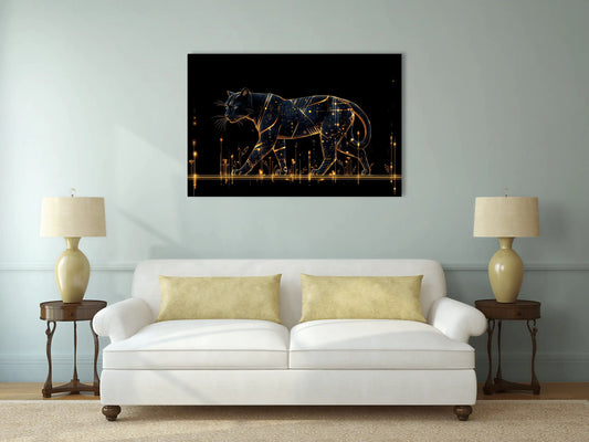 Tableau Panthère Noire : Constellation Féline