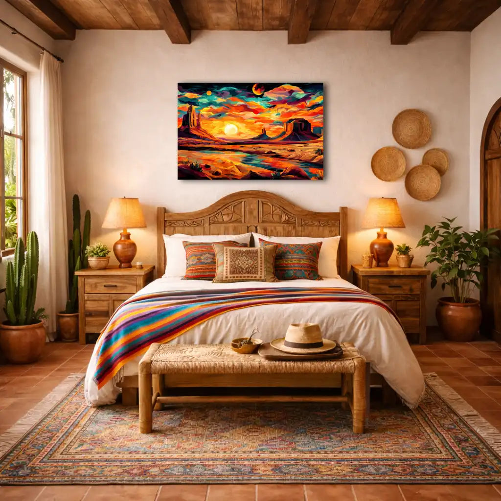 Bunte mexikanische Landschaft – Wilde Horizonte und Wüstenlicht – Leinwand