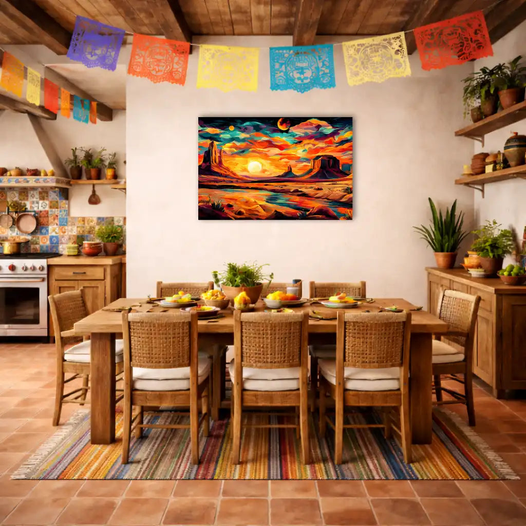 Bunte mexikanische Landschaft – Wilde Horizonte und Wüstenlicht – Leinwand