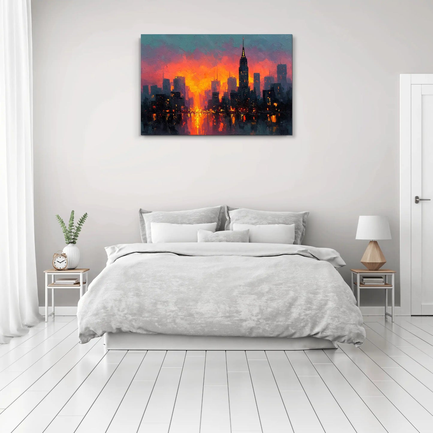 Tableau Peinture Acrylique New York : Coucher de Feu
