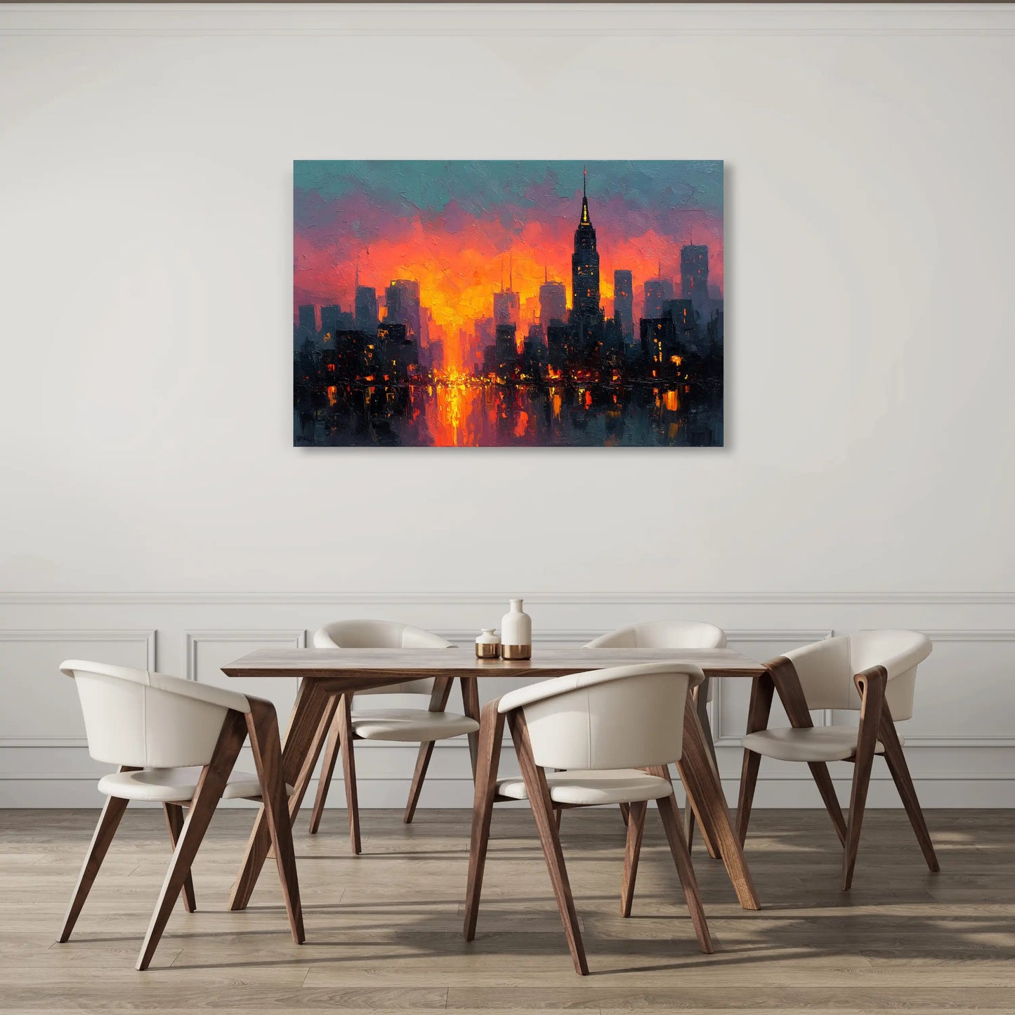 Tableau Peinture Acrylique New York : Coucher de Feu