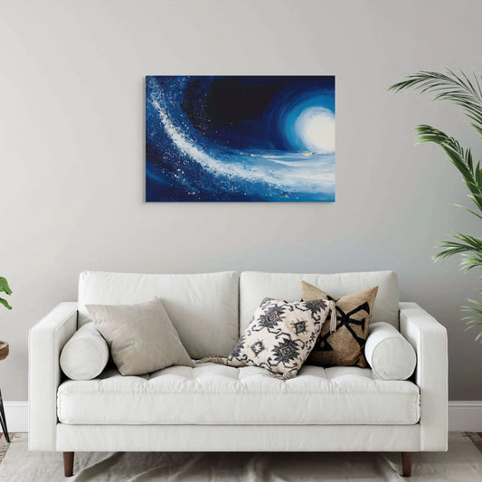 Tableau Peinture Bleu - Vague Cosmique Affiches, reproductions et œuvres graphiques Art Virtuoso