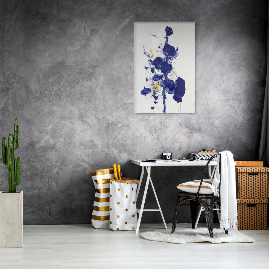 Tableau Peinture - Fleur Bleu Abstraite