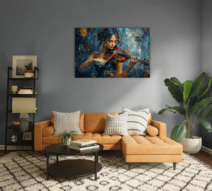 Tableau Peinture Musicien - Mélodie Nocturne