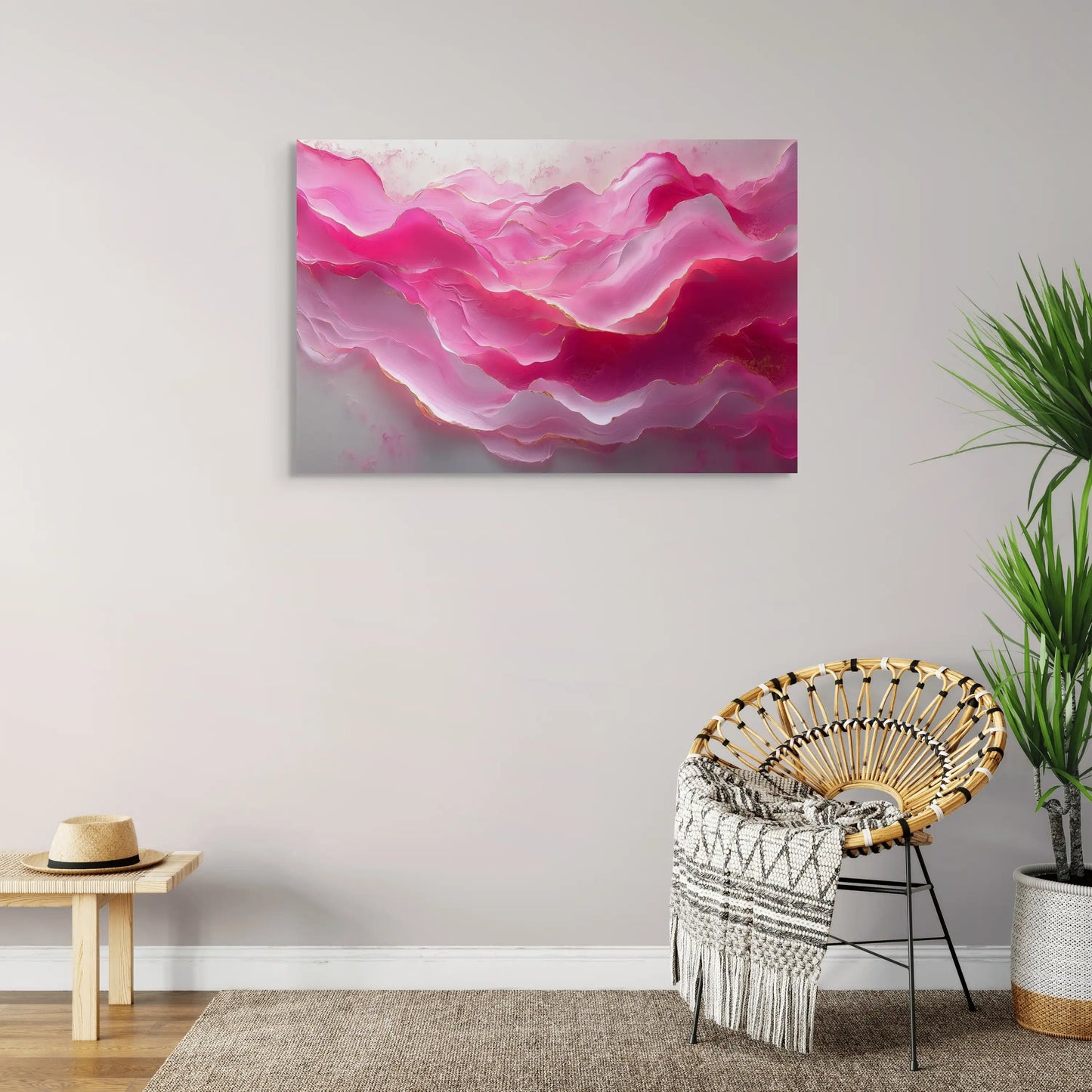 Tableau Peinture Rose - Vagues Abstraites Affiches, reproductions et œuvres graphiques Art Virtuoso