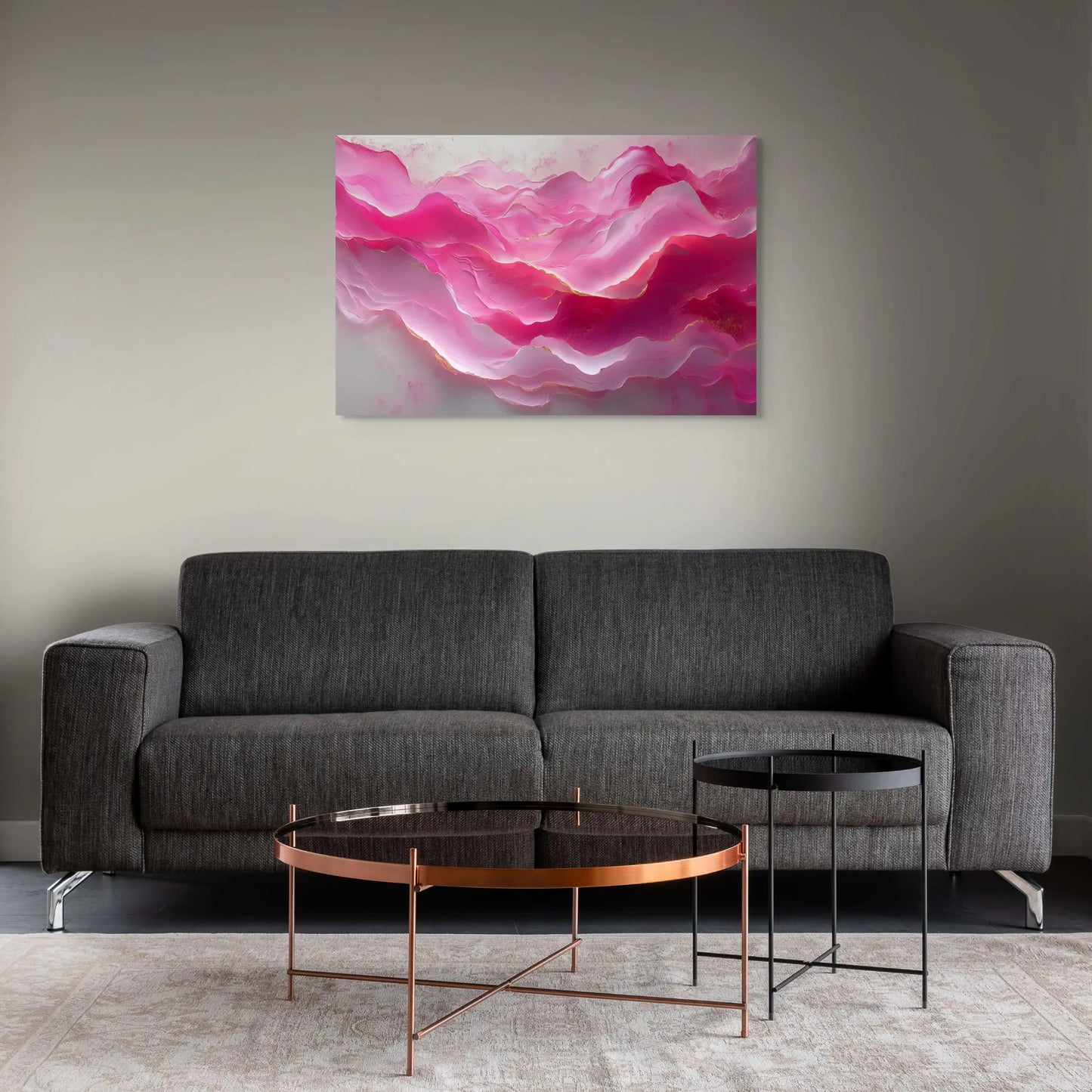 Tableau Peinture Rose - Vagues Abstraites Affiches, reproductions et œuvres graphiques Art Virtuoso