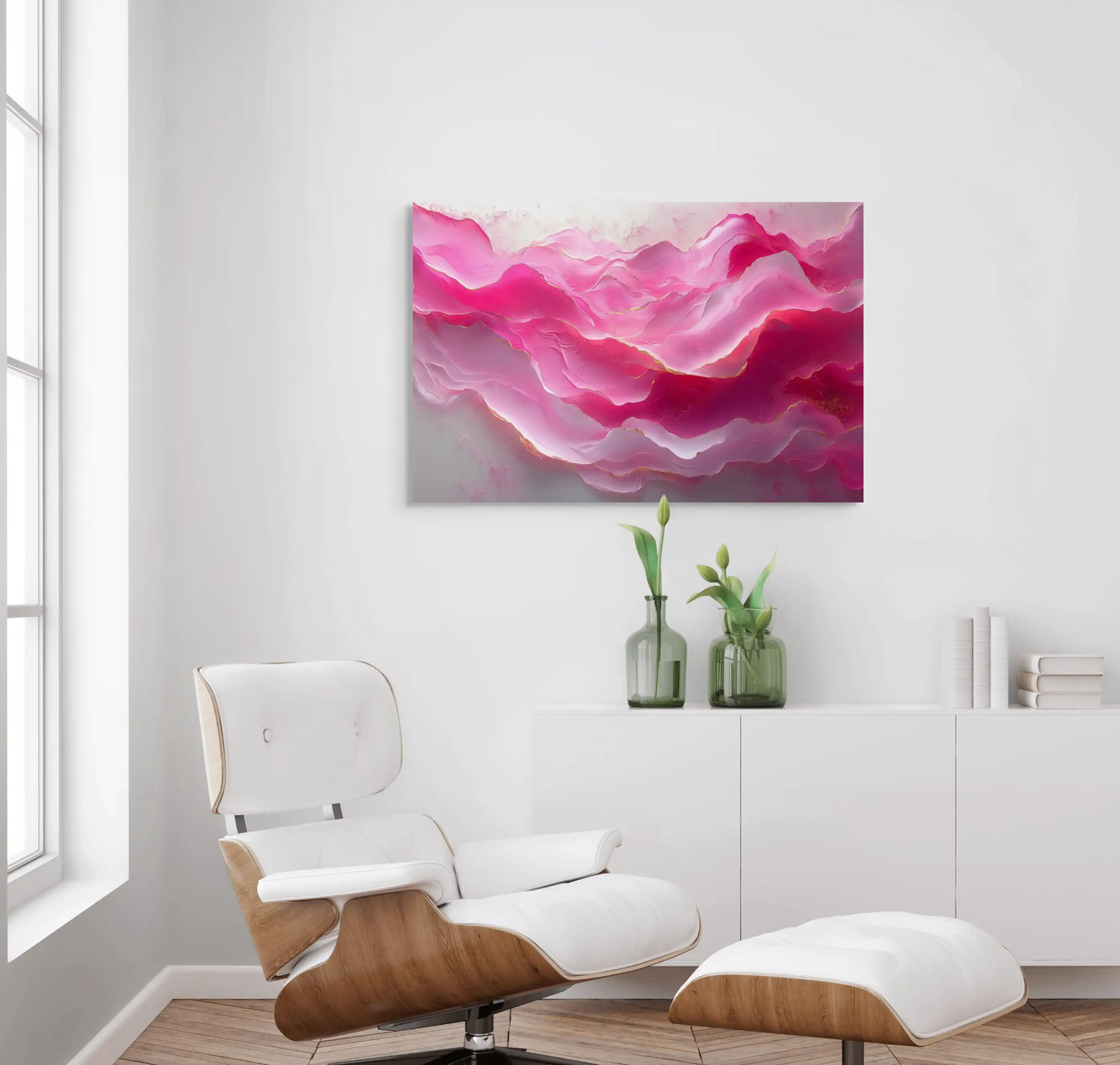 Tableau Peinture Rose - Vagues Abstraites Affiches, reproductions et œuvres graphiques Art Virtuoso