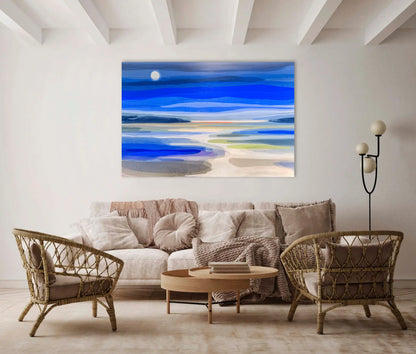 Tableau Peinture Scandinave – Nocturne des marées bleues