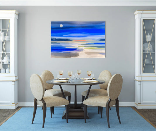 Tableau Peinture Scandinave – Nocturne des marées bleues