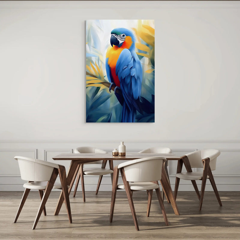 Blauer tropischer Papagei als Leinwandbild