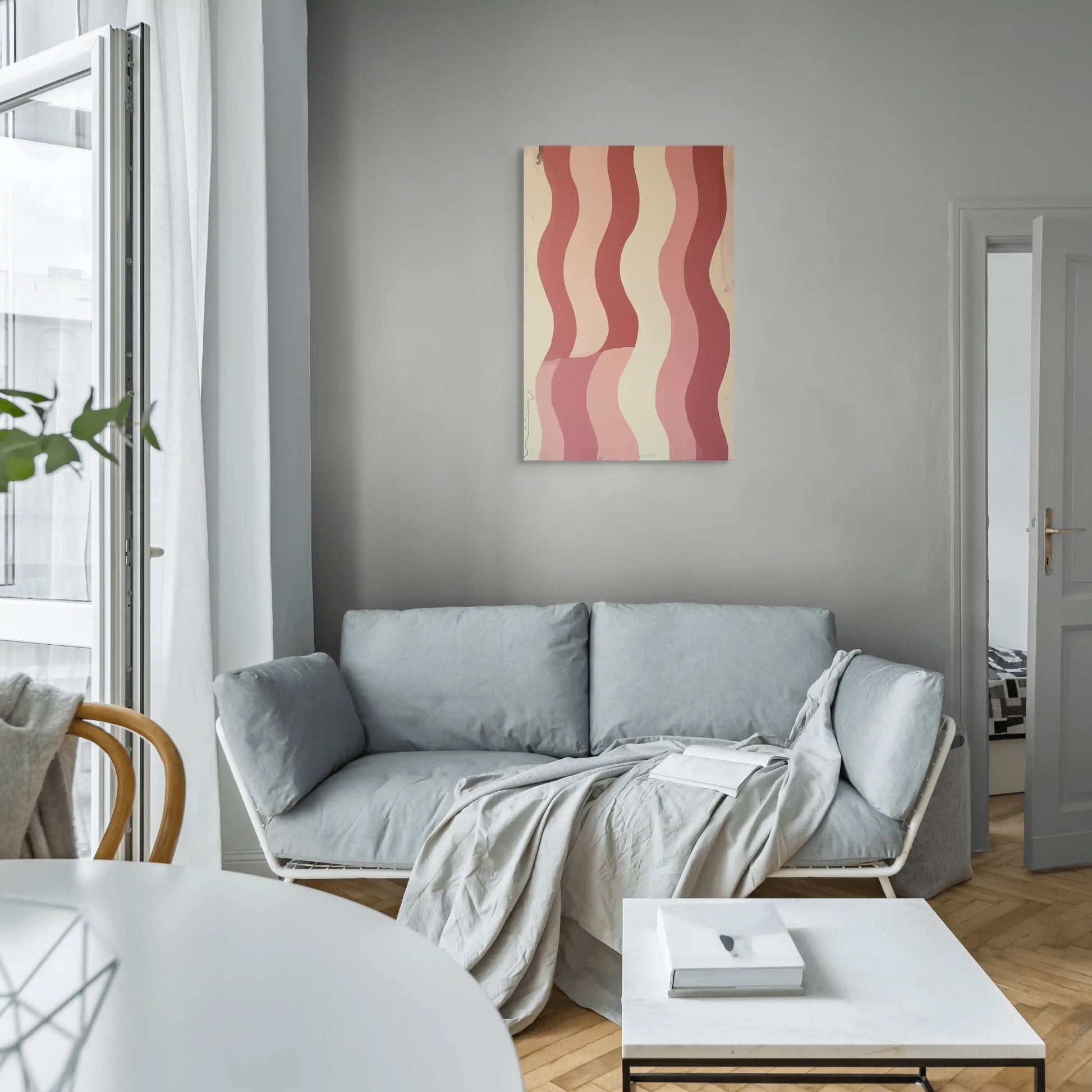 Tableau Rose Beige - Vagues Minimalistes Affiches, reproductions et œuvres graphiques Art Virtuoso