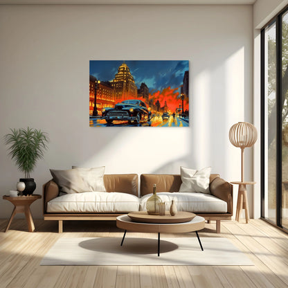 Tableau Rétro Vintage : Nuit Dorée Affiches, reproductions et œuvres graphiques Art Virtuoso