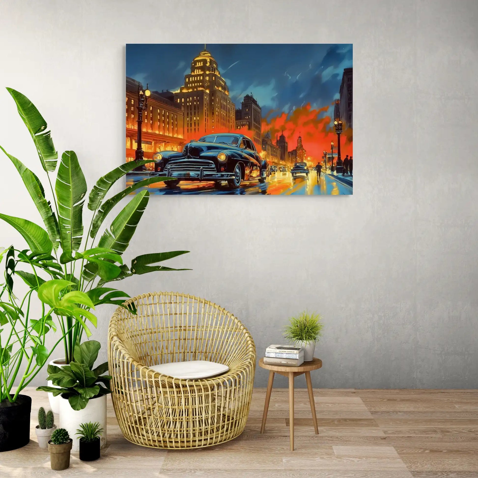 Tableau Rétro Vintage : Nuit Dorée Affiches, reproductions et œuvres graphiques Art Virtuoso