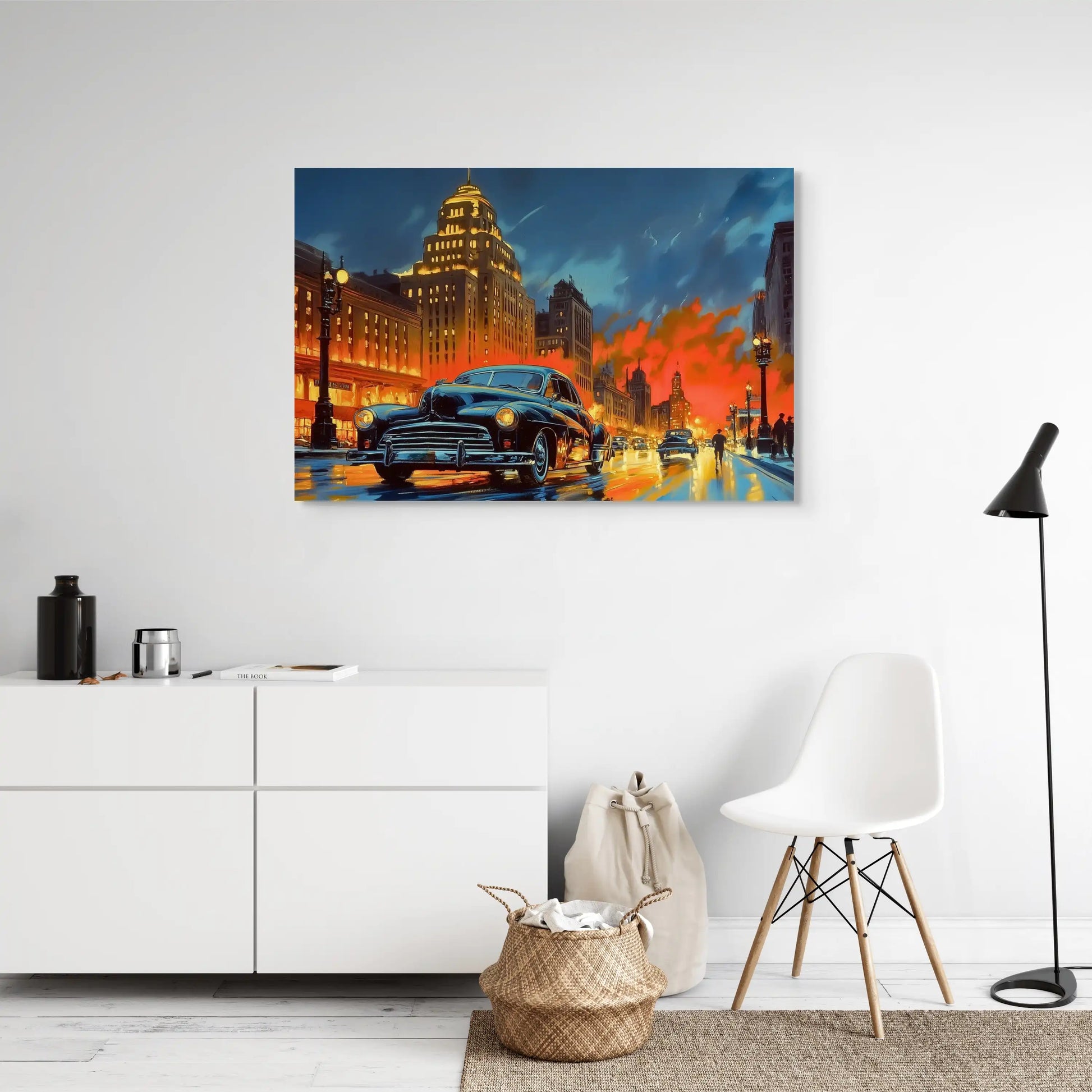 Tableau Rétro Vintage : Nuit Dorée Affiches, reproductions et œuvres graphiques Art Virtuoso