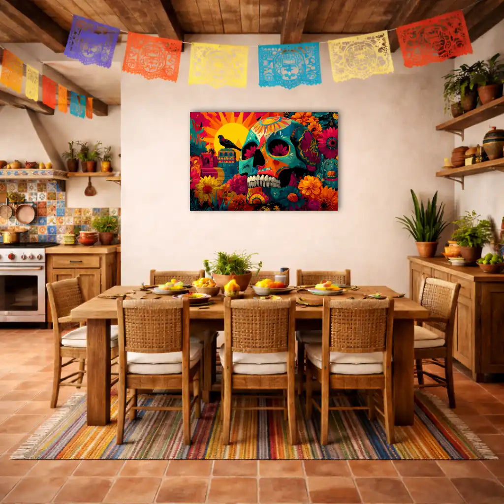 Street Art Calavera – Mexikanisches Stadtbild – Wandbild