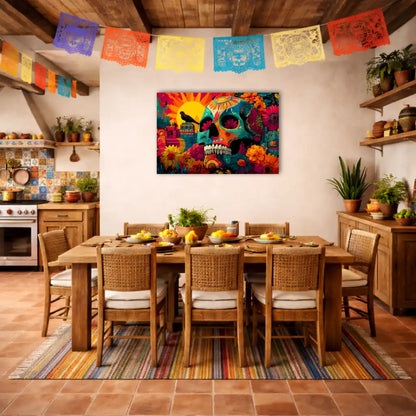 Street Art Calavera – Mexikanisches Stadtbild – Wandbild