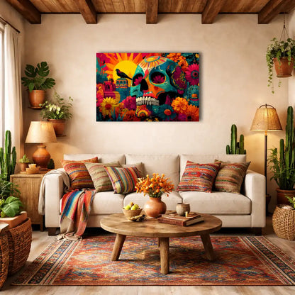 Street Art Calavera – Mexikanisches Stadtbild – Wandbild