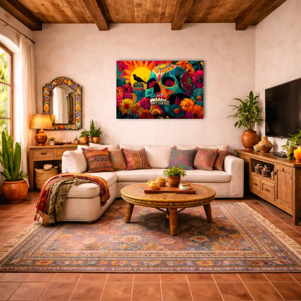 Street Art Calavera – Mexikanisches Stadtbild – Wandbild
