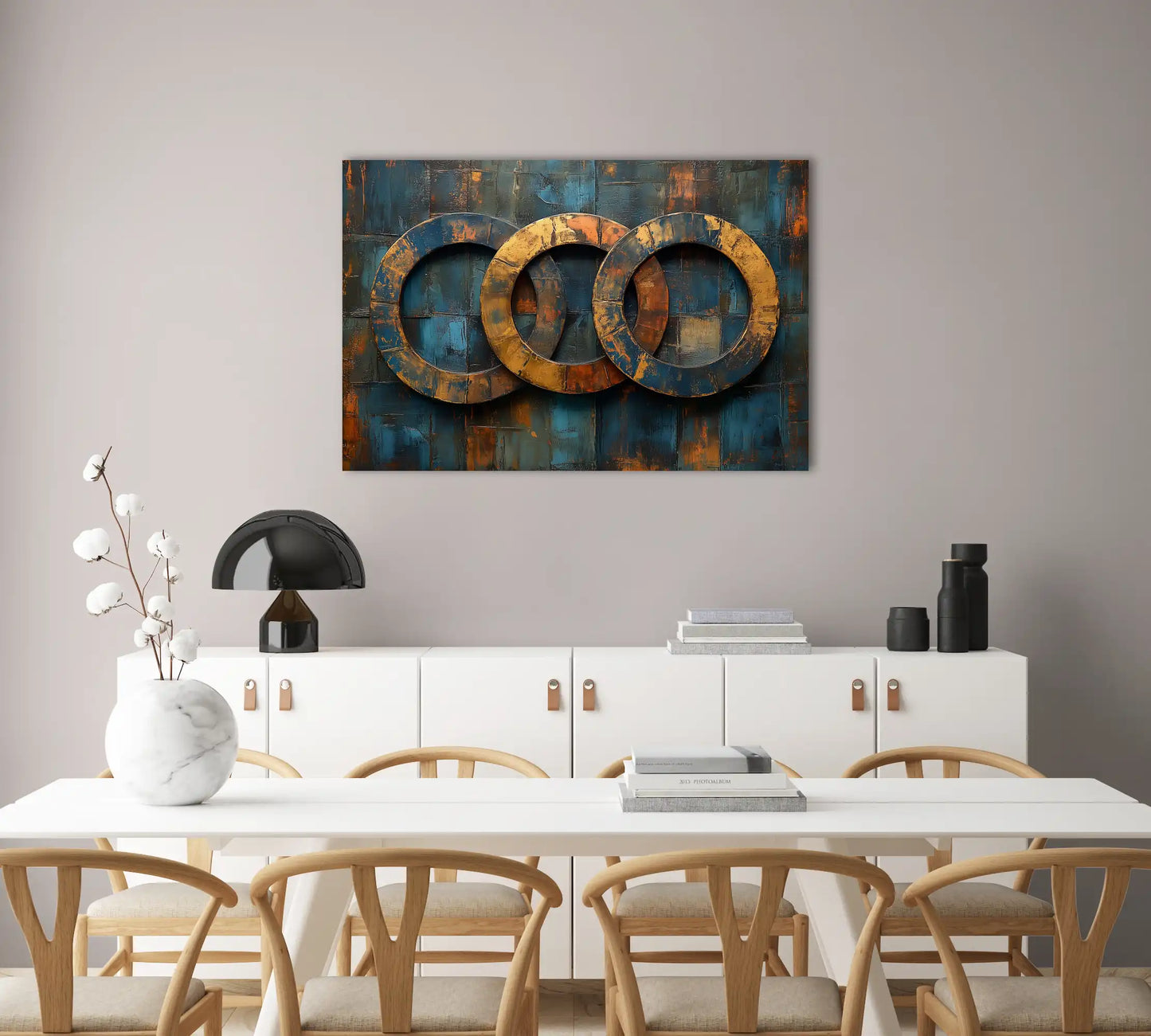 Tableau Stylisé Abstrait - Trinité Cuivrée
