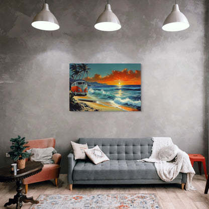 Tableau Surf Vintage : Paradise Sunset Affiches, reproductions et œuvres graphiques Art Virtuoso