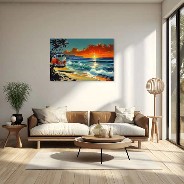 Vintage Surf Wall Art – Paradise Sunset | Art Virtuoso