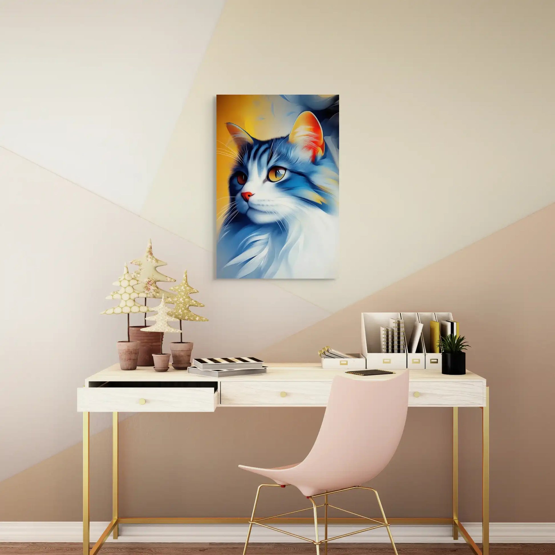 Tableau Tête de Chat - Félix en Bleu Affiches, reproductions et œuvres graphiques Art Virtuoso