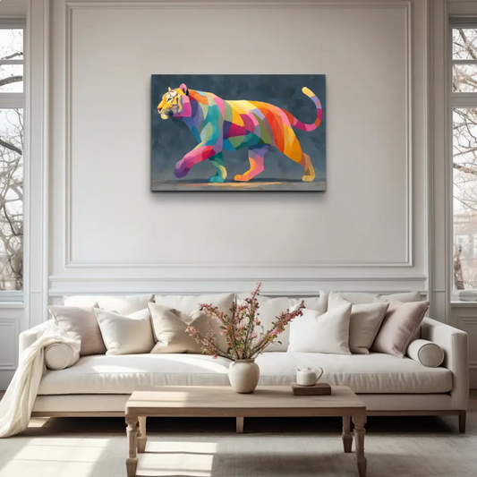 Tableau Tigre Couleur : Mosaïque Chromatique